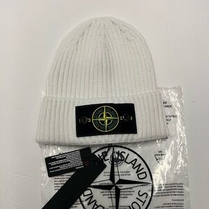 Stone island white beanie